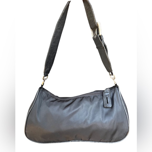 PRADA 1990s Vintage Nylon Baguette Black Small Purse - Picture 6 of 6